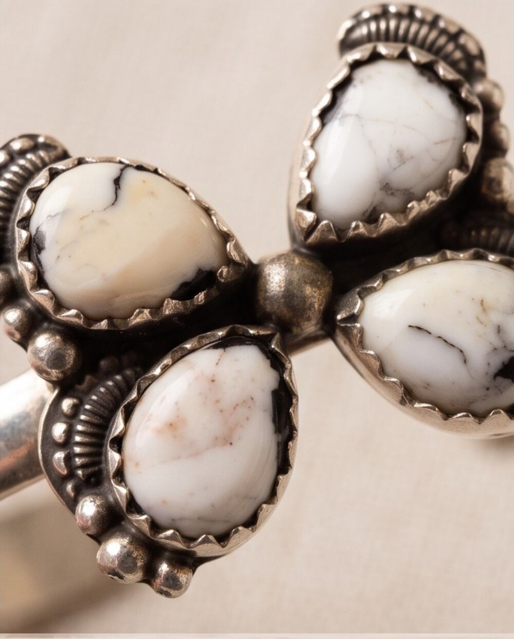 White Buffalo Butterfly Cuff Bracelet 925 Silver size 6-8